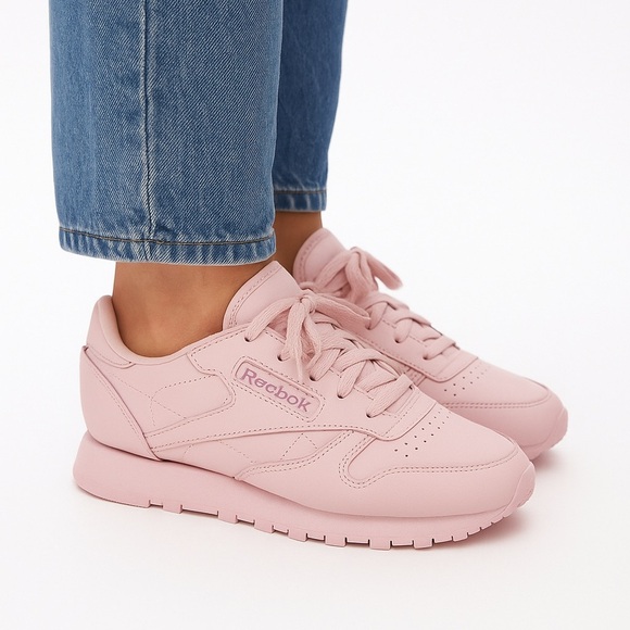 Reebok Classic Leather Lace-Up Sneakers – Size 6.5 | Triple Pink - Picture 1 of 7
